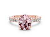 Rose gold Oval Cut Morganite Solitaire Ring with Pavé Band and Four-Prong Setting_24