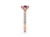 Rose gold Oval Cut Morganite Solitaire Ring with Pavé Band and Four-Prong Setting_26