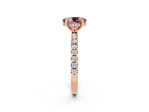 Rose gold Oval Cut Morganite Solitaire Ring with Pavé Band and Four-Prong Setting_26