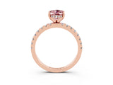 Rose gold Oval Cut Morganite Solitaire Ring with Pavé Band and Four-Prong Setting_27