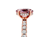 Rose gold Oval Cut Morganite Solitaire Ring with Pavé Band and Four-Prong Setting_29