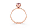 Rose gold Oval Cut Morganite Solitaire Ring with Pave Band and Four Prong Setting_27