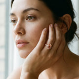 Rose gold Oval Cut Morganite Solitaire Ring with Round  Pavé Band and Four-Prong Setting_43