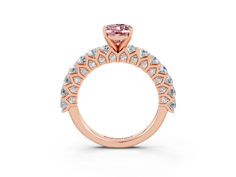 Rose gold Oval Cut Morganite Solitaire Ring with Shared Prong Pavé Band and Four-Prong Setting_3