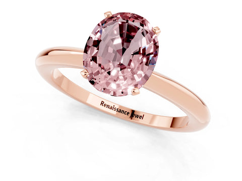 Rose gold Oval Cut Morganite Solitaire Ring with Six-Prong Setting and Classic Band_1