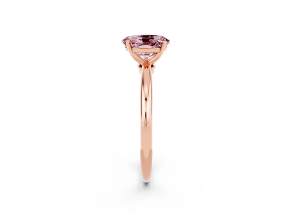 Rose gold Oval Cut Morganite Solitaire Ring with Six-Prong Setting and Classic Band