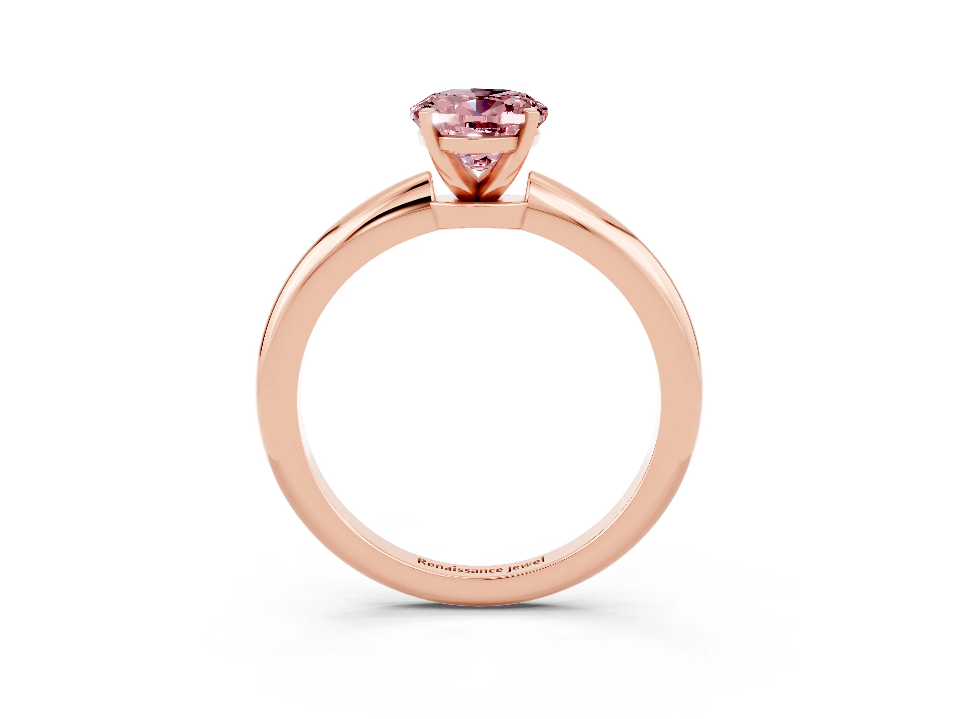 Rose gold Oval Cut Morganite Solitaire Ring with Six-Prong Setting and Classic Band_3
