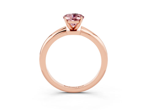 Rose gold Oval Cut Morganite Solitaire Ring with Six-Prong Setting and Classic Band_3