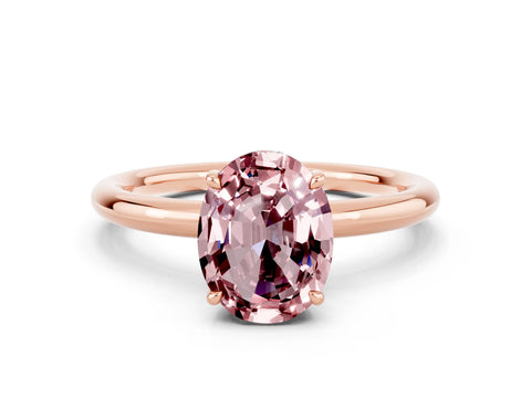 Rose gold Oval Cut Morganite Solitaire Ring with Thin Band and Four-Prong Setting_12