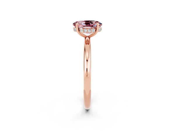 Rose gold Oval Cut Morganite Solitaire Ring with Thin Band and Four-Prong Setting