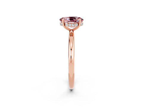 Rose gold Oval Cut Morganite Solitaire Ring with Thin Band and Four-Prong Setting_14