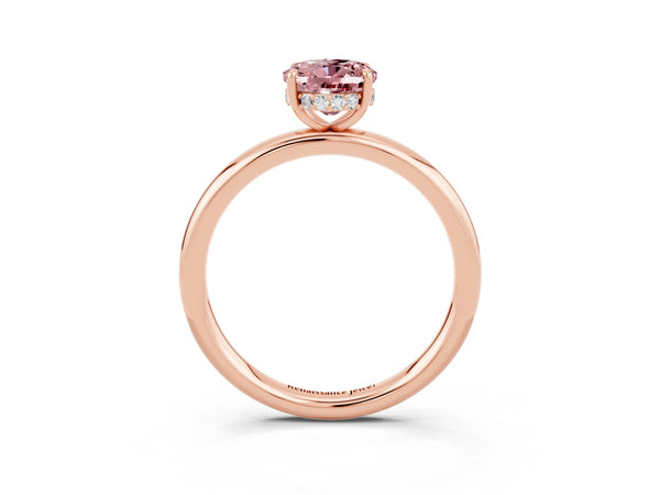 Rose gold Oval Cut Morganite Solitaire Ring with Thin Band and Four-Prong Setting