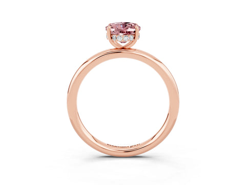 Rose gold Oval Cut Morganite Solitaire Ring with Thin Band and Four-Prong Setting_15