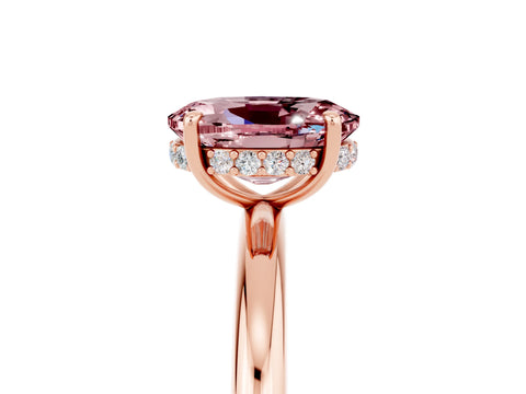 Rose gold Oval Cut Morganite Solitaire Ring with Thin Band and Four-Prong Setting_17