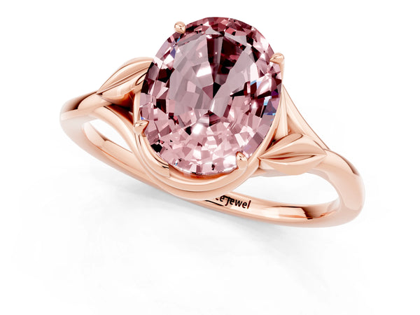 Rose gold Oval Cut Morganite Solitaire Ring with Twist Band and Four-Prong Setting