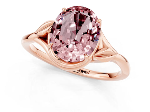 Rose gold Oval Cut Morganite Solitaire Ring with Twist Band and Four-Prong Setting_25