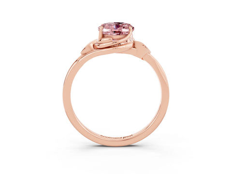 Rose gold Oval Cut Morganite Solitaire Ring with Twist Band and Four-Prong Setting_27