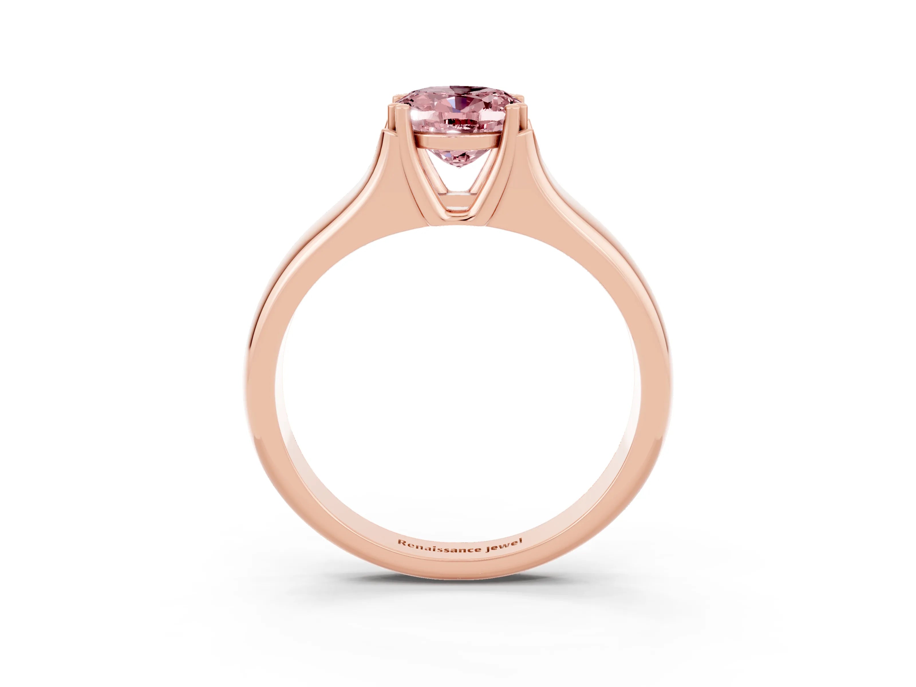 Rose gold Oval Cut Morganite Solitaire Ring with Wide Band and Prong Setting_3