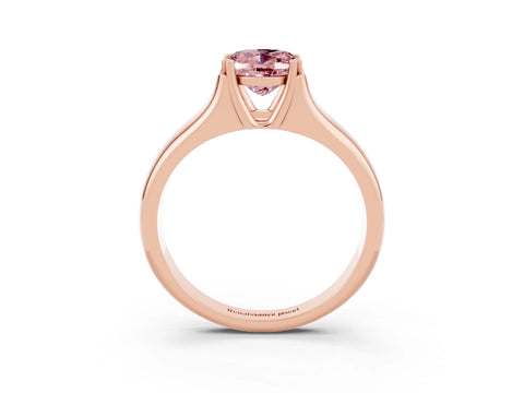Rose gold Oval Cut Morganite Solitaire Ring with Wide Band and Prong Setting_3
