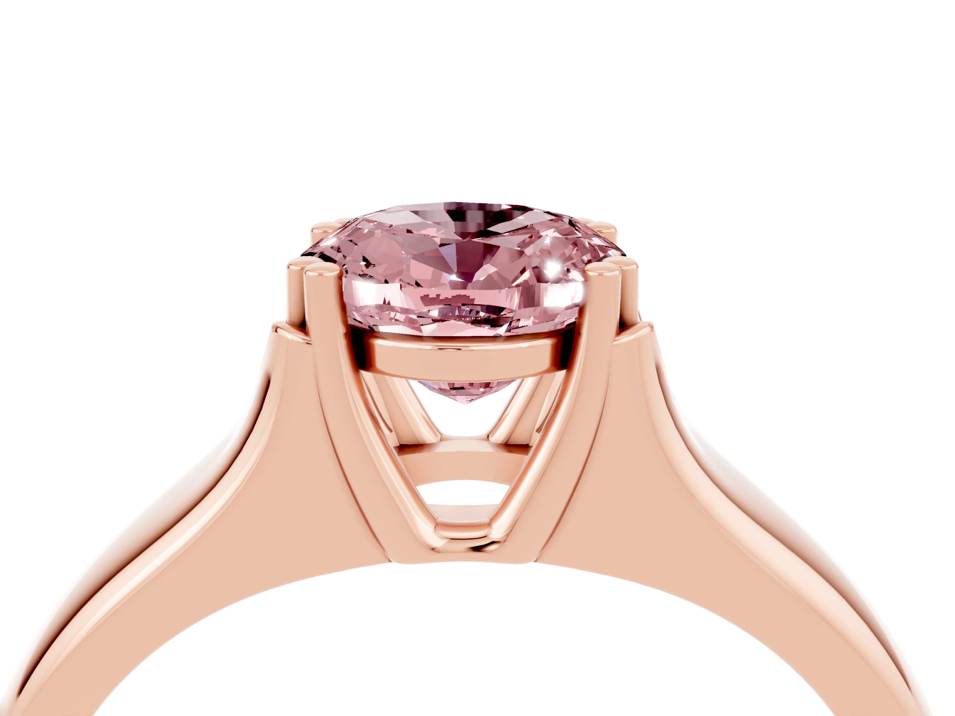 Rose gold Oval Cut Morganite Solitaire Ring with Wide Band and Prong Setting_4