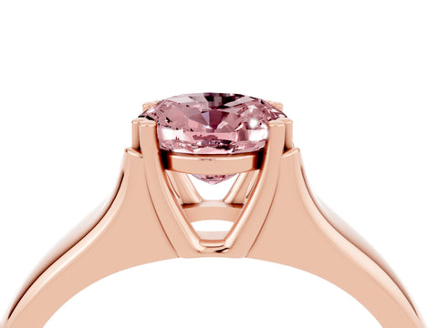 Rose gold Oval Cut Morganite Solitaire Ring with Wide Band and Prong Setting_4