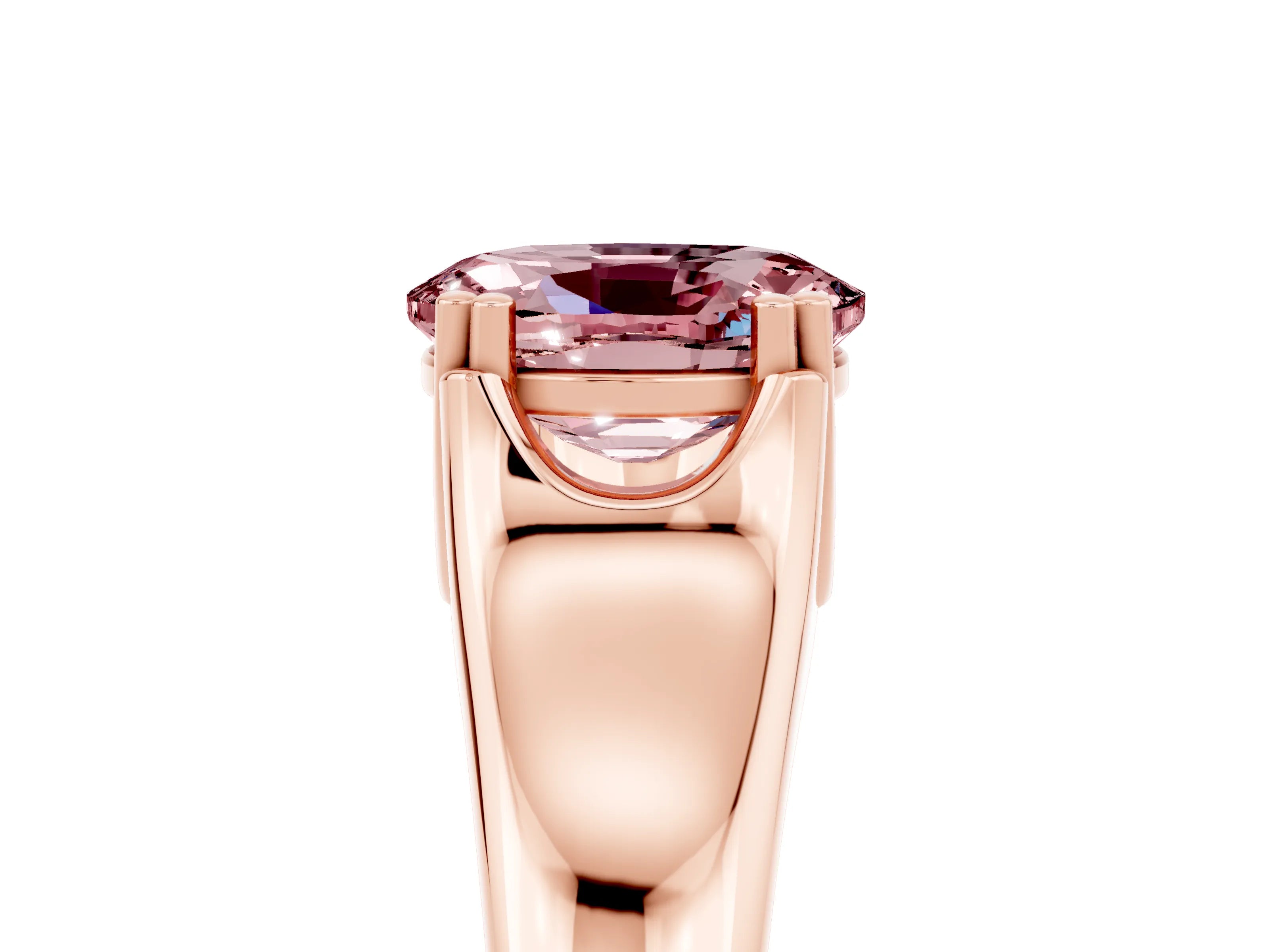 Rose gold Oval Cut Morganite Solitaire Ring with Wide Band and Prong Setting_5
