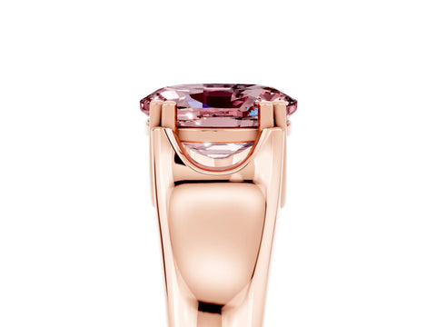Rose gold Oval Cut Morganite Solitaire Ring with Wide Band and Prong Setting_5