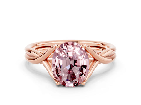 Rose gold Oval Cut Morganite Solitaire Twist Band Prong Setting Ring_51