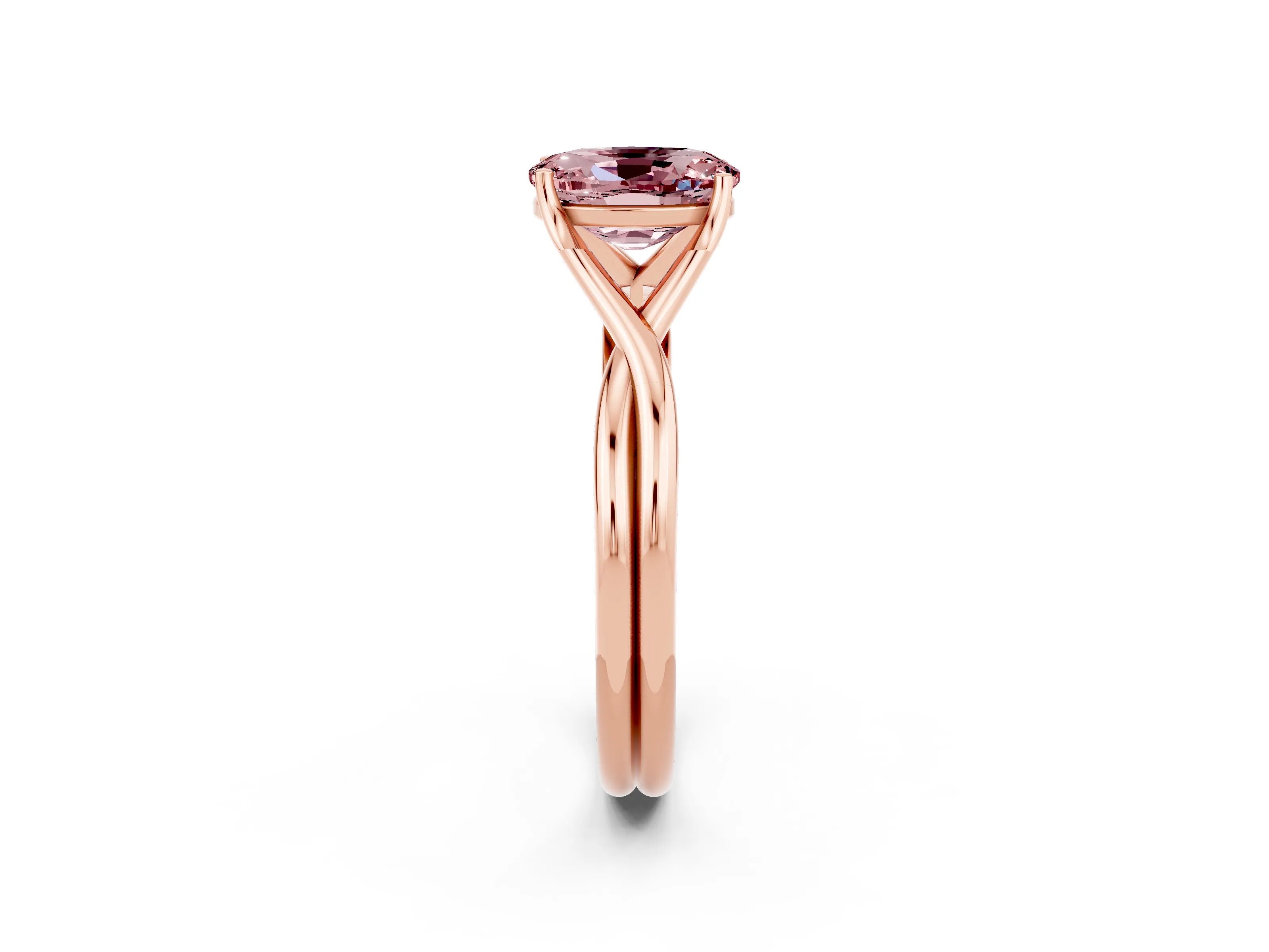 Rose gold Oval Cut Morganite Solitaire Twist Band Prong Setting Ring_53