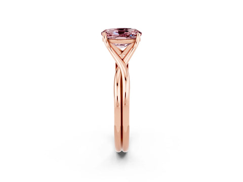 Rose gold Oval Cut Morganite Solitaire Twist Band Prong Setting Ring_53