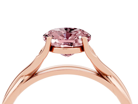 Rose gold Oval Cut Morganite Solitaire Twist Band Prong Setting Ring_55