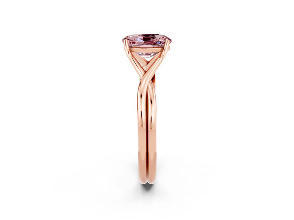 Rose gold Oval Cut Morganite Solitaire Twist Band Prong Setting Ring