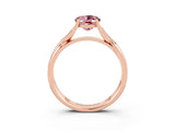 Rose gold Oval Cut Morganite Solitaire Twist Band Prong Setting Ring_66