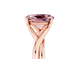 Rose gold Oval Cut Morganite Solitaire Twist Band Prong Setting Ring_68