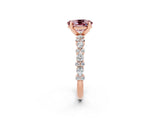 Rose gold Oval Cut Morganite Solitaire with Side Stones, Pave Band, Four-Prong Setting_38