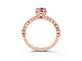 Rose gold Oval Cut Morganite Solitaire with Side Stones, Pave Band, Four-Prong Setting_39