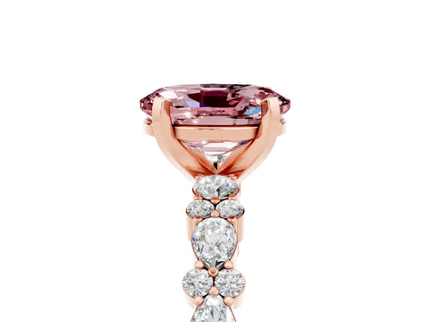 Rose gold Oval Cut Morganite Solitaire with Side Stones, Pave Band, Four-Prong Setting_41