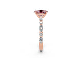 Rose gold Oval Cut Morganite Solitaire with Side Stones on a Pavé Band and Four-Prong Setting_2