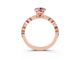 Rose gold Oval Cut Morganite Solitaire with Side Stones on a Pavé Band and Four-Prong Setting_3