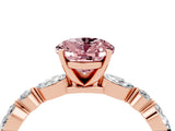 Rose gold Oval Cut Morganite Solitaire with Side Stones on a Pavé Band and Four-Prong Setting_4