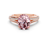 Rose gold Oval Cut Morganite Split Shank Engagement Ring with Pavé Band