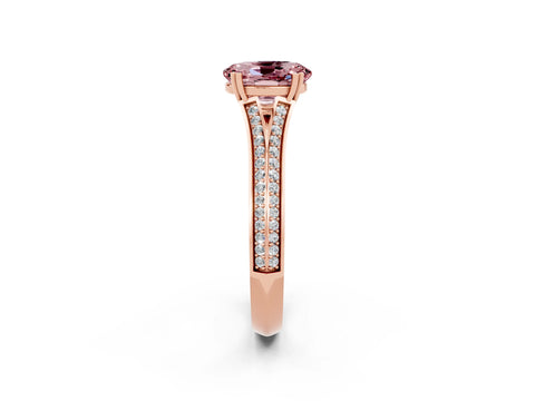 Rose gold Oval Cut Morganite Split Shank Engagement Ring with Pavé Band_2