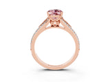 Rose gold Oval Cut Morganite Split Shank Engagement Ring with Pavé Band_3