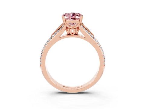Rose gold Oval Cut Morganite Split Shank Engagement Ring with Pavé Band_3