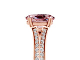 Rose gold Oval Cut Morganite Split Shank Engagement Ring with Pavé Band_5