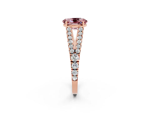 Rose gold Oval Cut Morganite Split Shank Pavé Engagement Ring with Four-Prong Setting_26