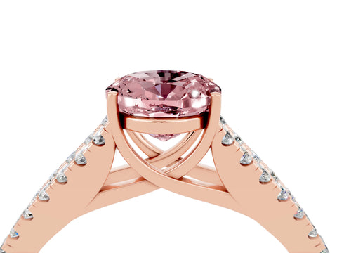 Rose gold Oval Cut Morganite Split Shank Pavé Engagement Ring with Four-Prong Setting_28