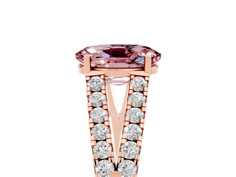 Rose gold Oval Cut Morganite Split Shank Pavé Engagement Ring with Four-Prong Setting_29