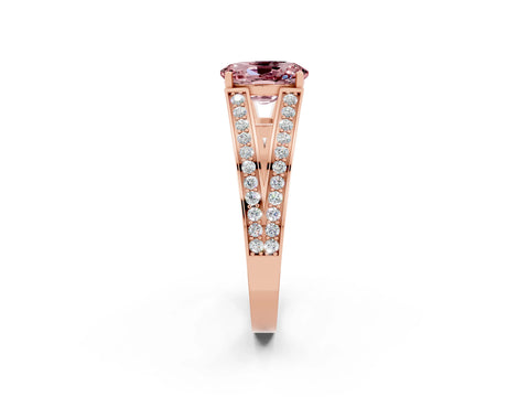 Rose gold Oval Cut Morganite Split Shank Ring with Pavé Band and Four-Prong Setting_2