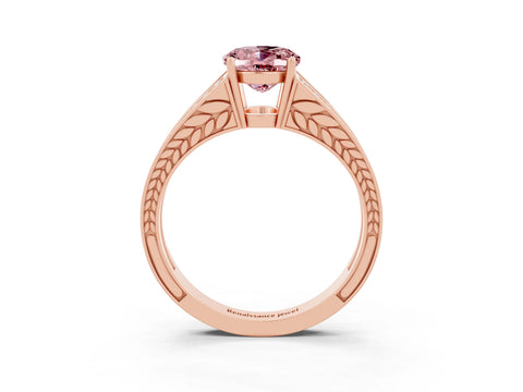 Rose gold Oval Cut Morganite Split Shank Ring with Pavé Band and Four-Prong Setting_3